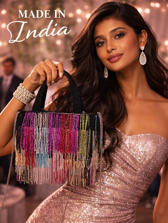 Made In India Handbags - Made In India Multicolored Beaded Fringe Crossbody Bag - NWT